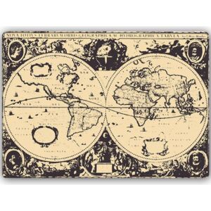 CARO Tablou metalic - Vintage World Map 30x20 cm