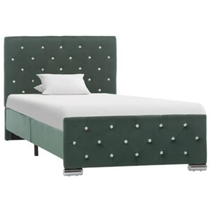 Cadru de pat, verde închis, 90 x 200 cm, material textil