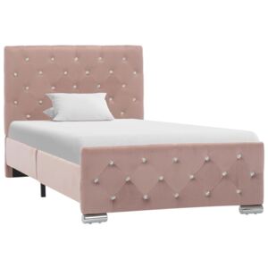 Cadru de pat, roz, 90 x 200 cm, material textil