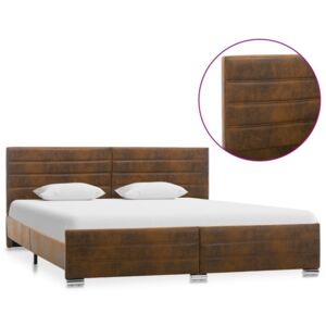 Cadru de pat, maro, 160 x 200 cm, piele întoarsă ecologică
