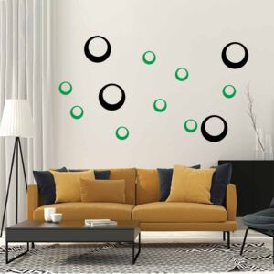 GLIX Decorative circles - autocolant de perete Negru și verde 60 x 40 cm