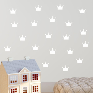 Set autocolante de perete North Carolina Scandinavian Home Decors Crown, alb