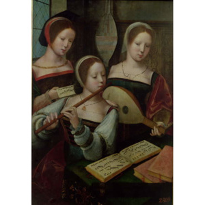 Three Musicians, c.1500-40 Reproducere, - Master of the Female Half Lengths