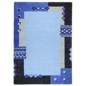 Covor Modern & Geometric Axum, Lana, Albastru, 90x160
