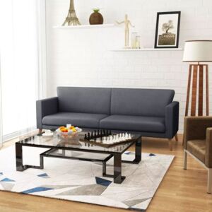 Canapea cu 3 locuri din material textil gri închis
