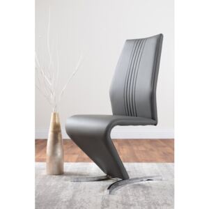 Set de 2 scaune Samirah, piele ecologica, gri, 99 x 44 x 59 cm