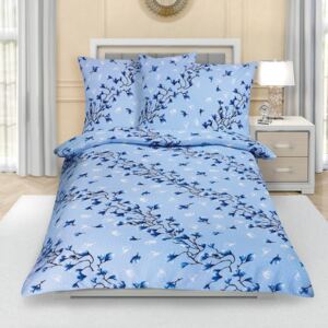 Lenjerie de pat din crep Tufiș albastru, 140 x 220 cm, 70 x 90 cm