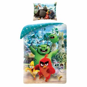 Lenjerie din bumbac, pentru copii Angry BirdsMovie 2, albastru, 140 x 200 cm, 70 x 90 cm