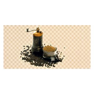 Faianta decorativa Cesarom Fabric bej, model cu ibric de cafea, 40,2 x 20,2 cm