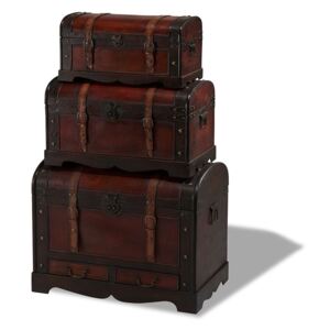 Set 3 cutii din lemn decorative Furnhouse Trunks Rustic