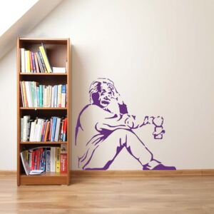 GLIX Banksy "Einstein" - autocolant de perete Mov 50 x 45 cm