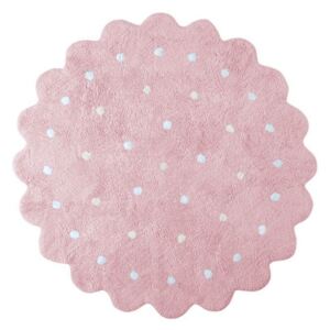 Covor rotund roz pentru copii din bumbac 140 cm Little Biscuit Pink Lorena Canals