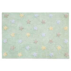 Covor dreptunghiular verde menta pentru copii din bumbac 120x160 cm Tricolor Stars Soft Mint Lorena Canals