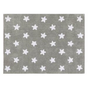 Covor dreptunghiular gri/alb pentru copii din bumbac 120x160 cm Stars Grey White Lorena Canals