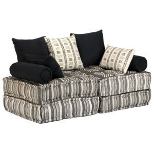 Canapea modulară cu 2 locuri, material textil, dungi