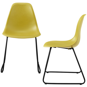 [en.casa]® Set Corina 2 bucati scaune design - 82 x 46,5cm - cu picioare metalice -galben mustar