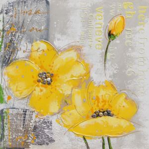 Falc Tablou pictat cu mâna – Yellow Poppy 3, 60x60 cm