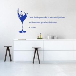 GLIX Quote about wine - autocolant de perete Albastru 50 x 30 cm