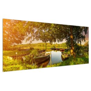 Tablou de vară cu barcă pe lac (Modern tablou, K012046K12050)