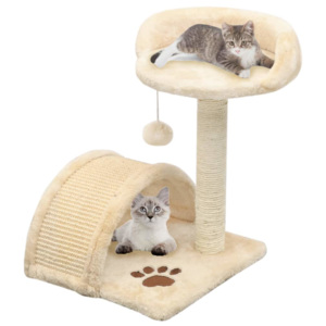 Ansamblu pisici cu stâlpi funie sisal 40 cm, bej și maro