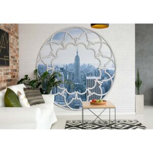 Fototapet - New York City Skyline Ornamental Window View Vliesová tapeta - 208x146 cm