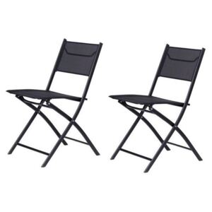 Set 2 scaune pliabile pentru terasa, gradina sau balcon, dimensiune 82x46x56, negru