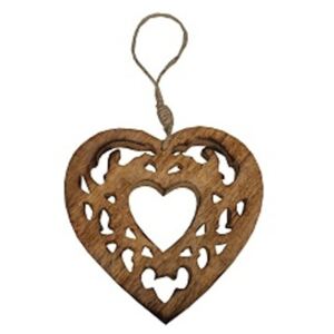 Inimă decorativă din lemn cioplit Antic Line