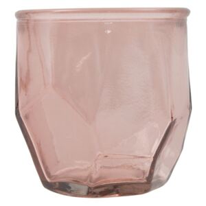 Sfeșnic din sticlă reciclată Mauro Ferretti Stone, ⌀ 9 cm, roz
