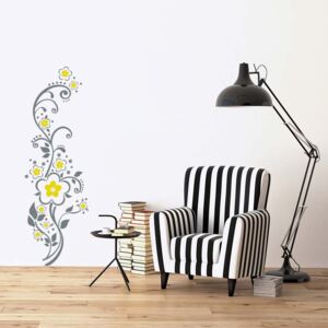 GLIX Floral decoration X. - autocolant de perete Gri și galben 30 x 100 cm