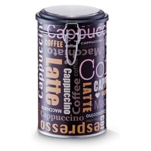 Cutie metalica pentru cafea, cu capac Cappuccino Latte Maro inchis / Multicolor, Ø11xH20 cm