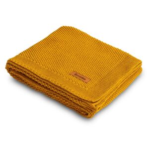 Paturica de bumbac tricotata Sensillo 100x80 cm mustar