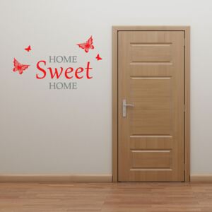 GLIX Home sweet home - autocolant de perete Gri și roșu 70 x 45 cm