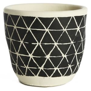 Ghiveci din ceramică Simla Diamond, înălțime 11 cm, negru