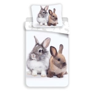 Lenjerie de pat din bumbac pentru copii Bunny Friends, 140 x 200 cm, 70 x 90 cm
