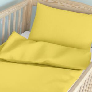Goldea lenjerie pătuț din bumbac pentru copii - galben 90 x 130 și 40 x 60 cm