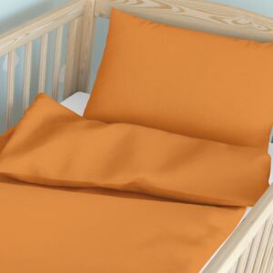Goldea lenjerie pătuț din bumbac pentru copii - portocaliu 90 x 120 și 40 x 60 cm