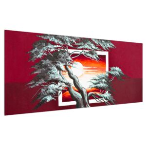 Tablou modern cu copac și răsărit de soare (Modern tablou, K014022K12050)