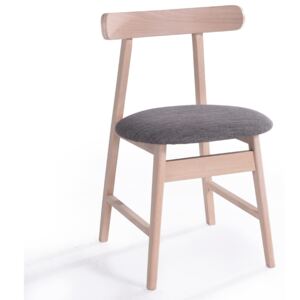Set 2 scaune tapitate cu stofa, cu picioare din furnir Isla Beech / Grey, l47xA45,5xH75,5 cm