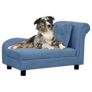 Canapea pentru câini cu pernă, albastru, 83x44x44 cm, pluș