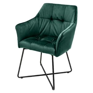 Scaun verde din catifea Chair Loft Armrest Velvet Green