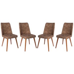 Set 4 scaune Gold maro cu picioare lemn maro