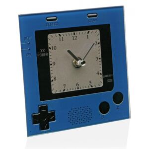 Ceas de masa patrat albastru/negru din sticla 15x15 cm Gameboy Versa Home