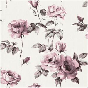Tapet vlies Soft Blush trandafiri roz/alb 10,05x0,53 m