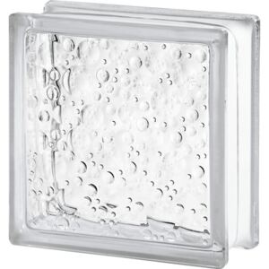 Caramida din sticla Seves Glassblock picaturi de ploaie alba 19x19x8 cm
