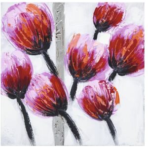 Tablou pictat manual Tulip roz 30x30 cm