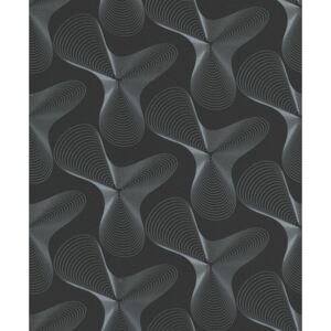 Tapet vlies Karim Rashid Propeller model geometric negru/argintiu 10,05x0,53 m