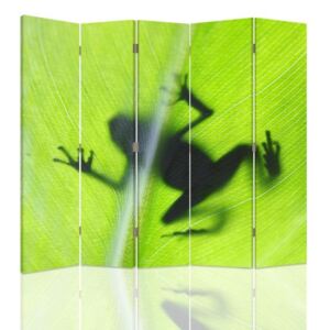 CARO Paravan - Frog On A Green Leaf | cinci păr?i | unilateral 180x180 cm