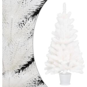 Pom de Crăciun artificial cu ghiveci, alb, 65 cm, PE