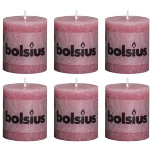 Bolsius Lumânări bloc rustice, 6 buc., roz învechit, 80 x 68 mm 103868020393