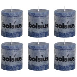 Bolsius Lumânări bloc rustice, 6 buc., albastru închis, 80 x 68 mm 103868020365